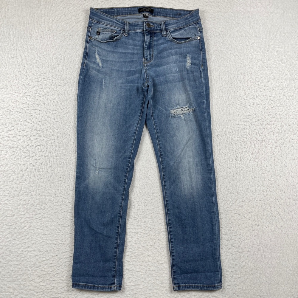 Judy Blue Skinny Jeans Womens 9/29 Blue Distressed Mid Rise Stretch Casual Denim